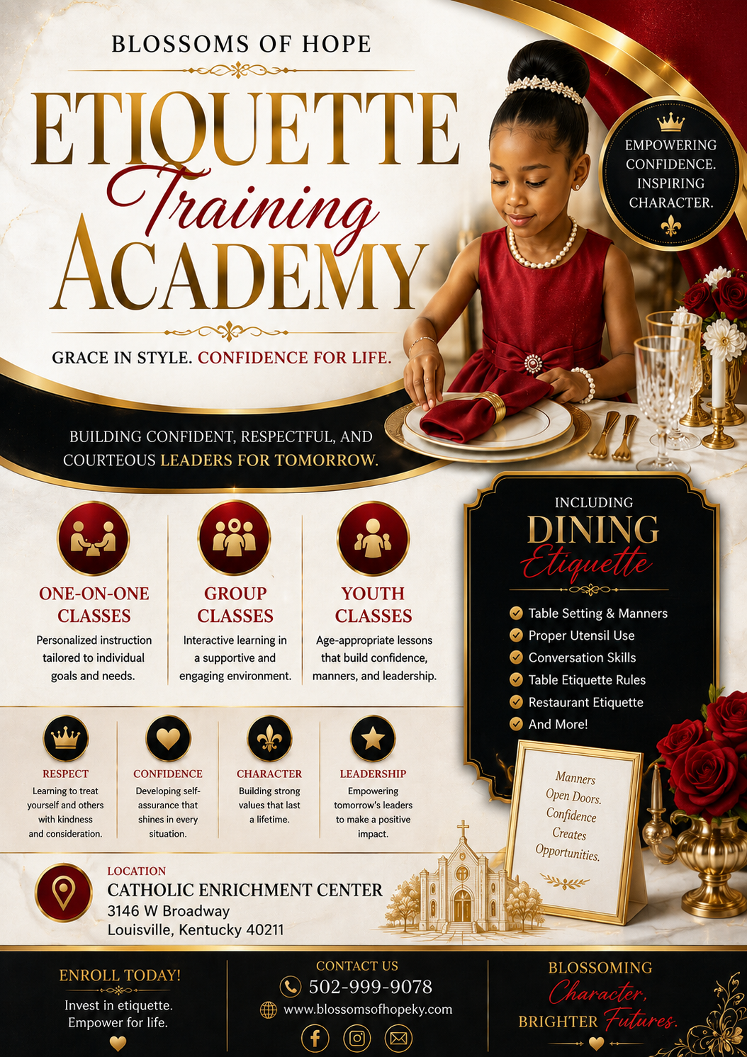 Blossoms Etiquette Training Academy flyer 2